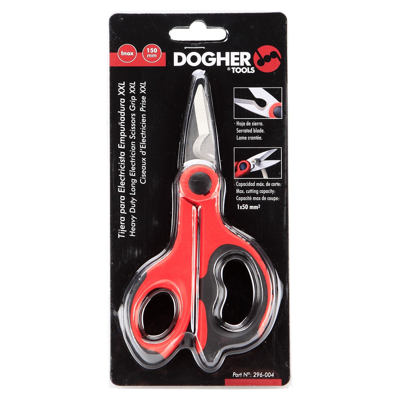 Dogher 296-004 - Tijera para Electricista Empuñadura XXL 150mm