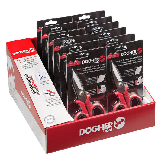 Dogher 296-006J - Expositor Mostrador de 12 Tijeras para Electricista 145mm