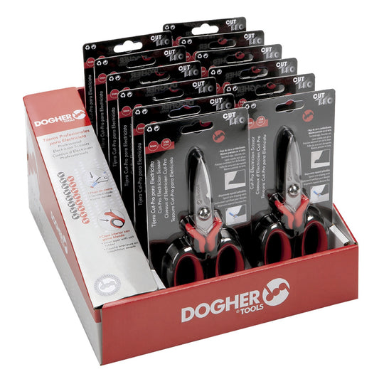 Dogher 296-009J - Expositor Mostrador de 12 Tijeras Cut-Pro para Electricista 160mm