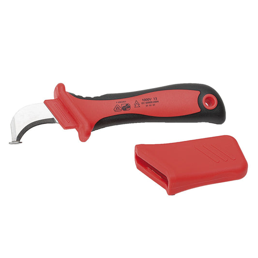 Dogher 296-023 - Navaja Aislada VDE 1000V de Corte Curvo para Electricista 200mm