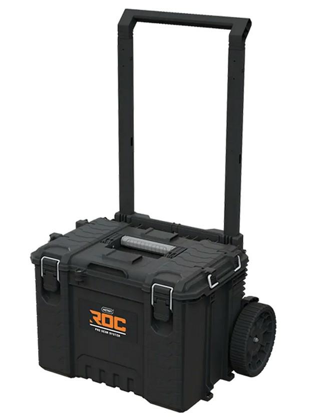 Keter ROC Pro Gear - Carrito de herramientas resistente con ruedas, modular, apilable, ligero, duradero, resistente al agua IP65, color negro