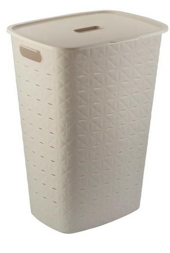 Curver - Cesta para lavandería Softex 56L, diseño elegante, ligero, apilable y práctico, 70% reciclado, 59 x 43 x 34 cm, color blanco roto
