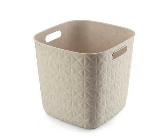CURVER - Cesta de almacenamiento Softex 15L, diseño elegante, ligero, apilable y práctico, 100% reciclado, 27 x 27 x 26 cm, color blanco roto