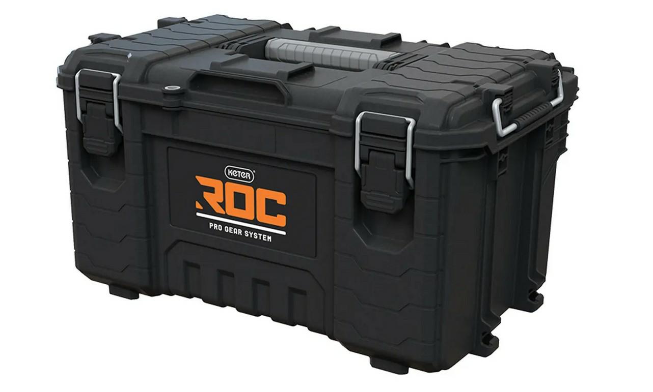Keter ROC Pro Gear - Caja de herramientas resistente, modular, apilable, ligera, duradera, resistente al agua IP65, color negro