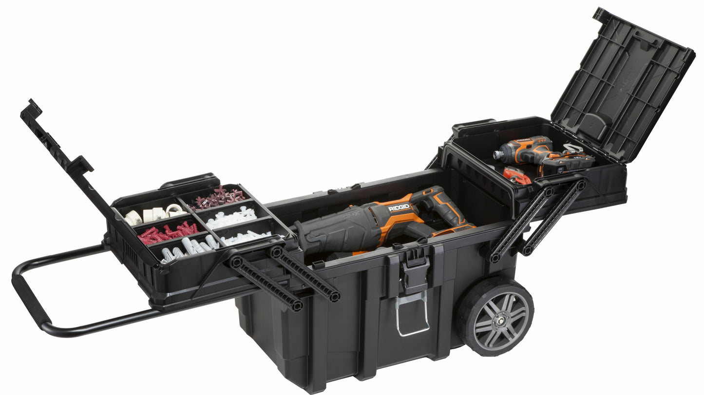 Keter- Caja de Herramientas con ruedas; Carro horizontal; 64,6 x 37,3 x 41 cm, Color Negro