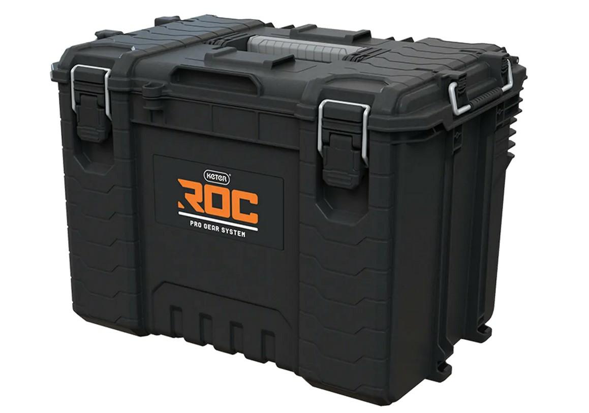 Keter ROC Pro Gear - Caja de herramientas XL resistente, modular, apilable, ligera, duradera, resistente al agua IP65, color negro