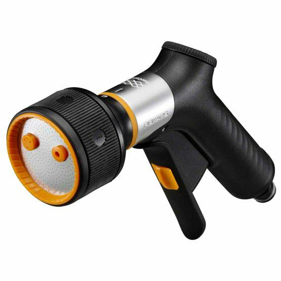 Fiskars Pistola pulverizadora, FiberComp, 3 funciones, Caudal regulable, Bloqueo apertura/cierre, Filtro de agua extraíble, FiberComp/Metal, Tamaño universal, Negro/Naranja, 1067194