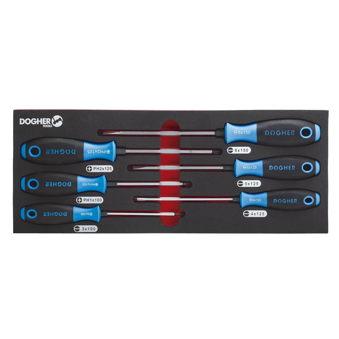 Dogher 300-080 - Bandeja Combinable 1/4 - 6 Destornillador Boca Recta & PH Iplus
