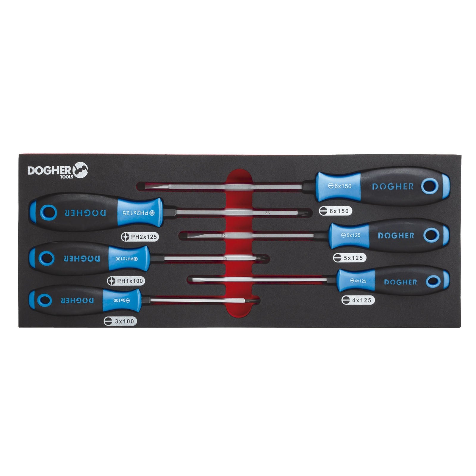 Dogher 300-080 - Bandeja Combinable 1/4 - 6 Destornillador Boca Recta & PH Iplus