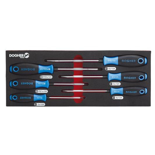 Dogher 300-081 - Bandeja Combinable 1/4 - 6 Destornillador Boca Recta & PZ Iplus