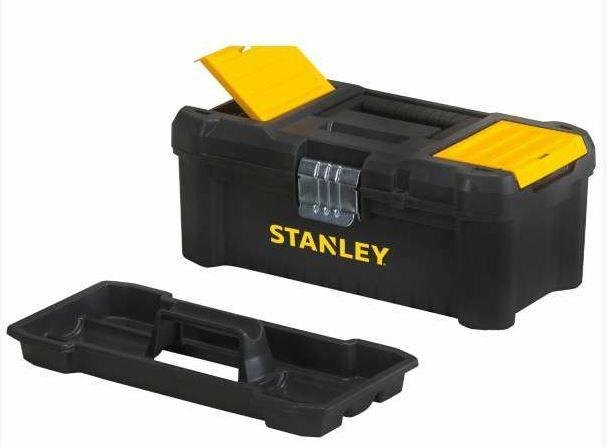 STANLEY Caja de Herramientas Essential, Dimensiones: 32 x 18,8 x 13,2 cm, Cierres Metálicos, Asa Ergonómica, Organizadores en Tapa, Bandeja Extraíble - STST1-75515