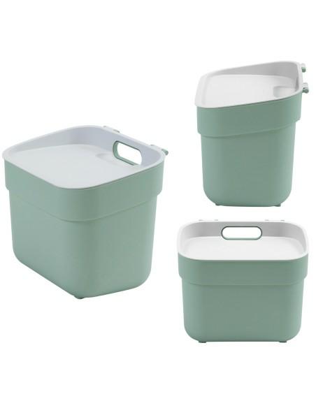 Curver - Cubo de basura de Tri 5L listo para recolectar, ideal para debajo del fregadero, con soporte de pared, cocina, compost, cuarto de baño, lavadero, 100% reciclado, color verde