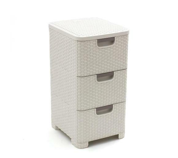 Curver - Cajonera Style de 3 Cajones 14L. - con Patas - Color Blanco Roto
