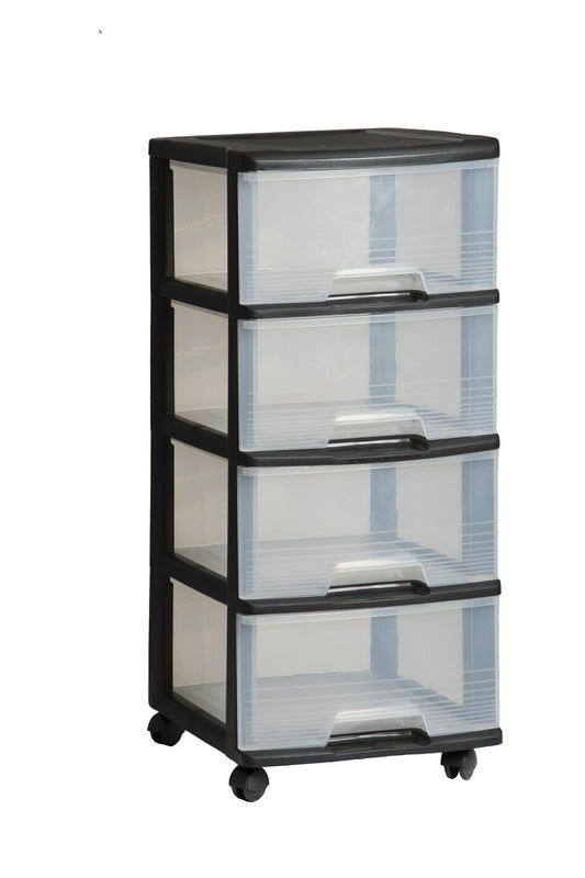 Curver VB 771319 Tray Sistema 4 x 20L + Wheels, plástico, Black, 1.1000000000000001 X 1.1000000000000001 cm