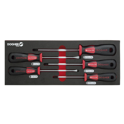 Dogher 330-081 - Bandeja Combinable 1/4 - 5 Destornillador Boca Recta & PZ Profesional