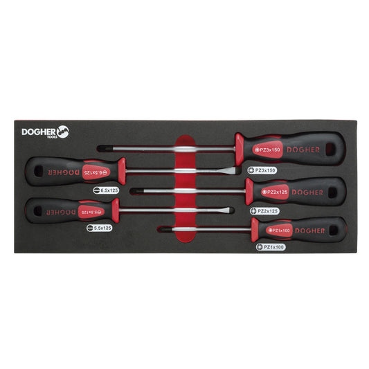 Dogher 330-081 - Bandeja Combinable 1/4 - 5 Destornillador Boca Recta & PZ Profesional