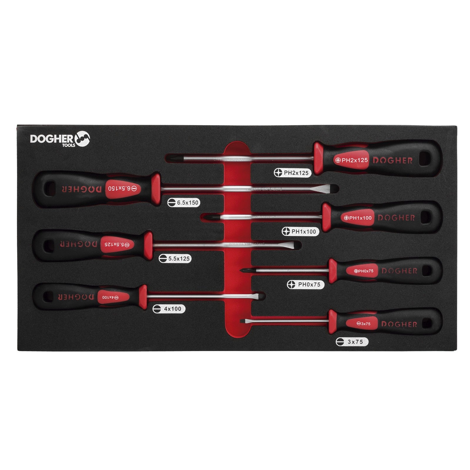 Dogher 330-082 - Bandeja Combinable 1/3 - 7 Destornillador Boca Plana & PH Profesional