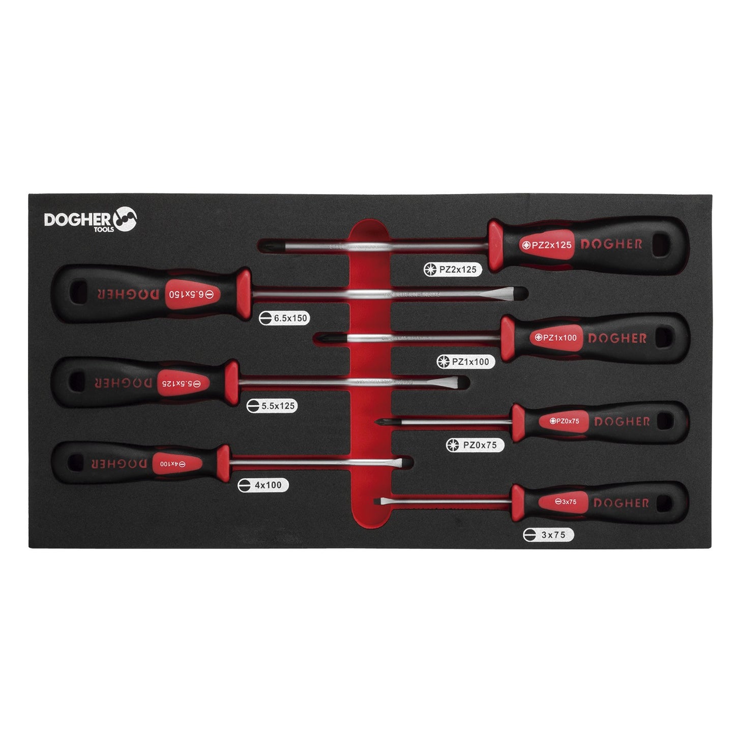 Dogher 330-083 - Bandeja Combinable 1/3 - 7 Destornillador Boca Recta & PZ Profesional