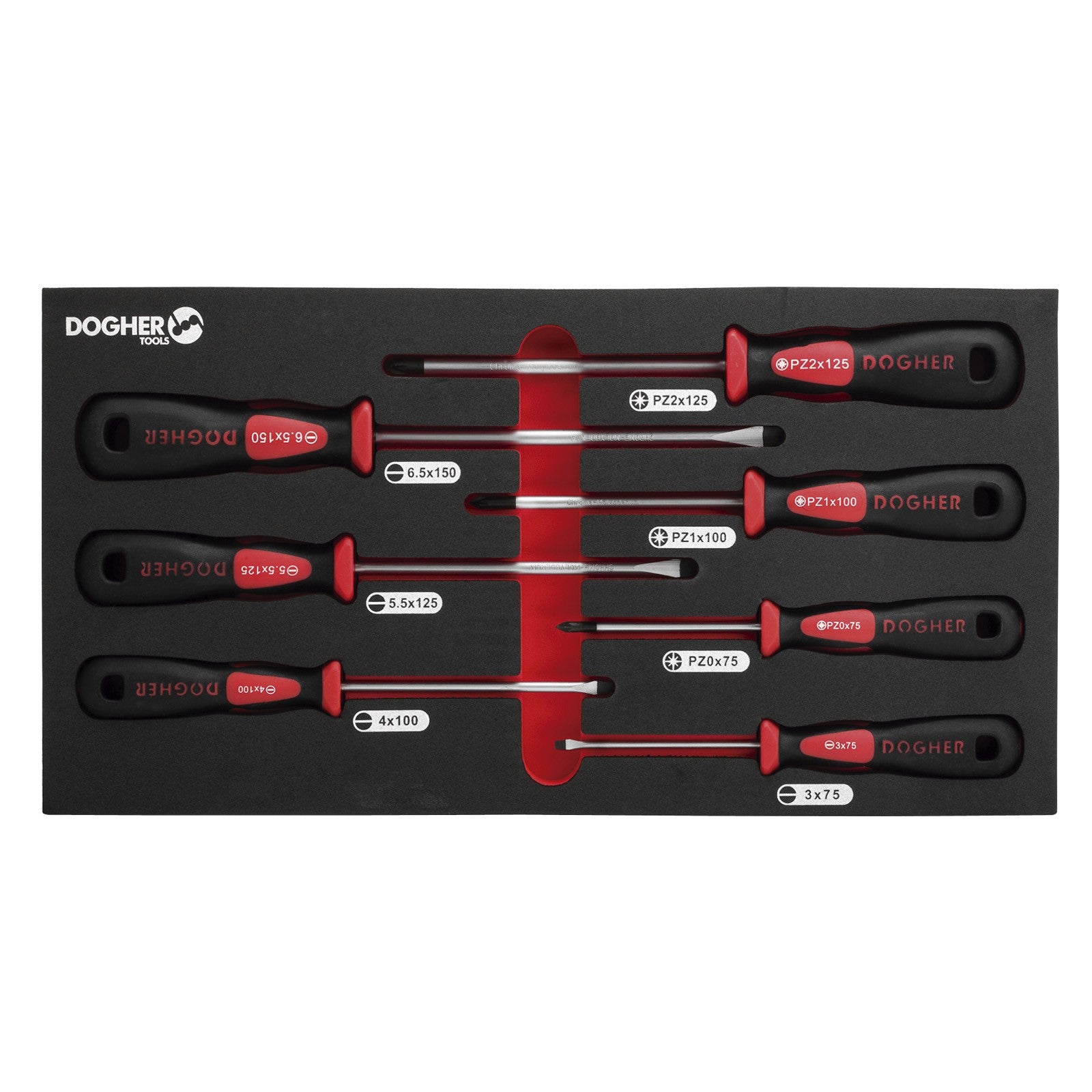 Dogher 330-083 - Bandeja Combinable 1/3 - 7 Destornillador Boca Recta & PZ Profesional