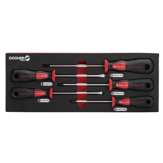 Dogher 330-085 - Bandeja Combinable 1/4 - 5 Destornillador Boca 3 Recta & 2 PH Profesional