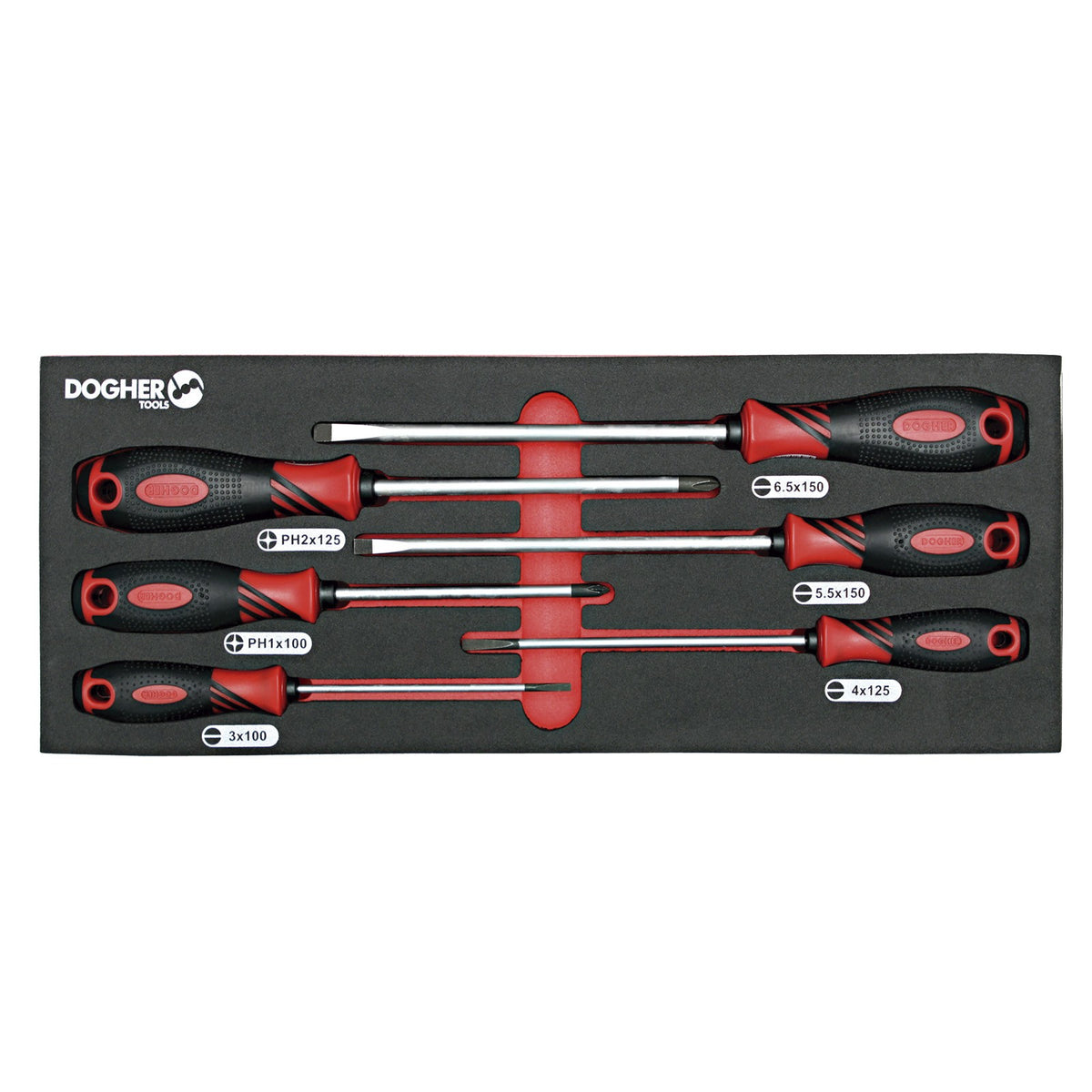 Dogher 351-081 - Bandeja Combinable 1/4 - 6 Destornillador Boca Recta & PZ Anti Slip