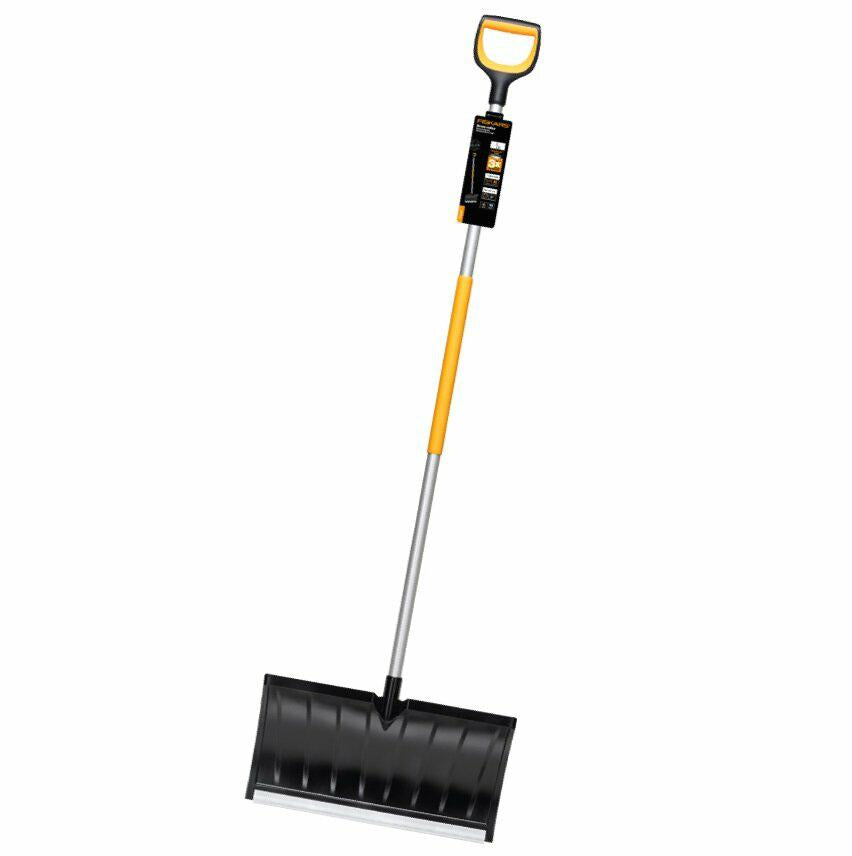 Fiskars Empujador de nieve para capas de nieve poco profundas, X-series, Longitud: 173 cm, Aluminio/polímero, Negro/naranja/gris, 1057179