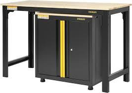 Banco de trabajo de metal con superficie superior de MDF
