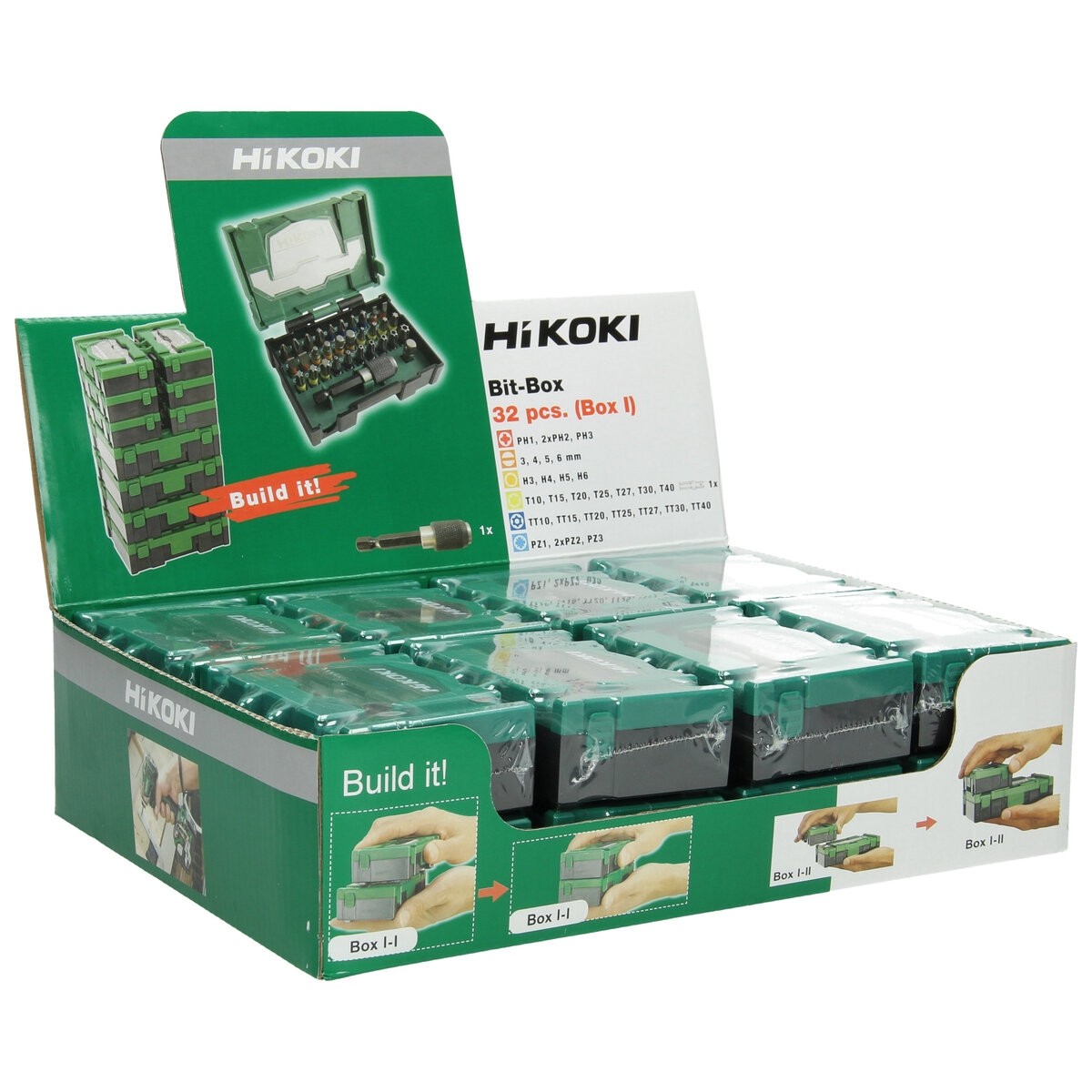 Hikoki 40030019 - Caja de puntas 1/4", 32 piezas, 25 mm, incl. portapuntas magnético, tamaño I