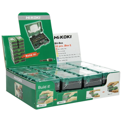 Hikoki 40030019 - Caja de puntas 1/4", 32 piezas, 25 mm, incl. portapuntas magnético, tamaño I