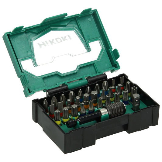 Hikoki 40030019 - Caja de puntas 1/4", 32 piezas, 25 mm, incl. portapuntas magnético, tamaño I
