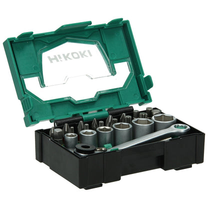 Hikoki 40030020 - Caja de puntas 1/4", 24 piezas, 25 mm, incl. carraca, tamaño I