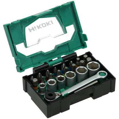 Hikoki 40030020 - Caja de puntas 1/4", 24 piezas, 25 mm, incl. carraca, tamaño I