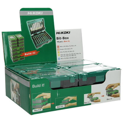 Hikoki 40030022 - Caja de puntas 1/4", 18 piezas, 75 mm, impacto, tamaño II