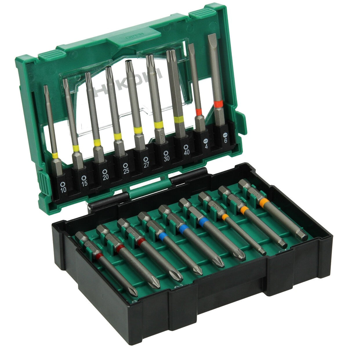 Hikoki 40030022 - Caja de puntas 1/4", 18 piezas, 75 mm, impacto, tamaño II
