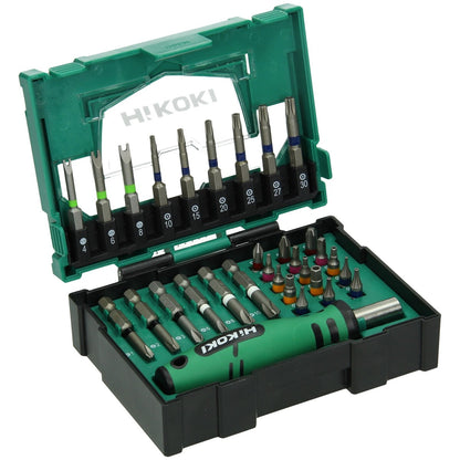 Hikoki 40030023 - Caja de puntas 1/4", 31 piezas, incl. empuñadura de atornillador, tamaño II
