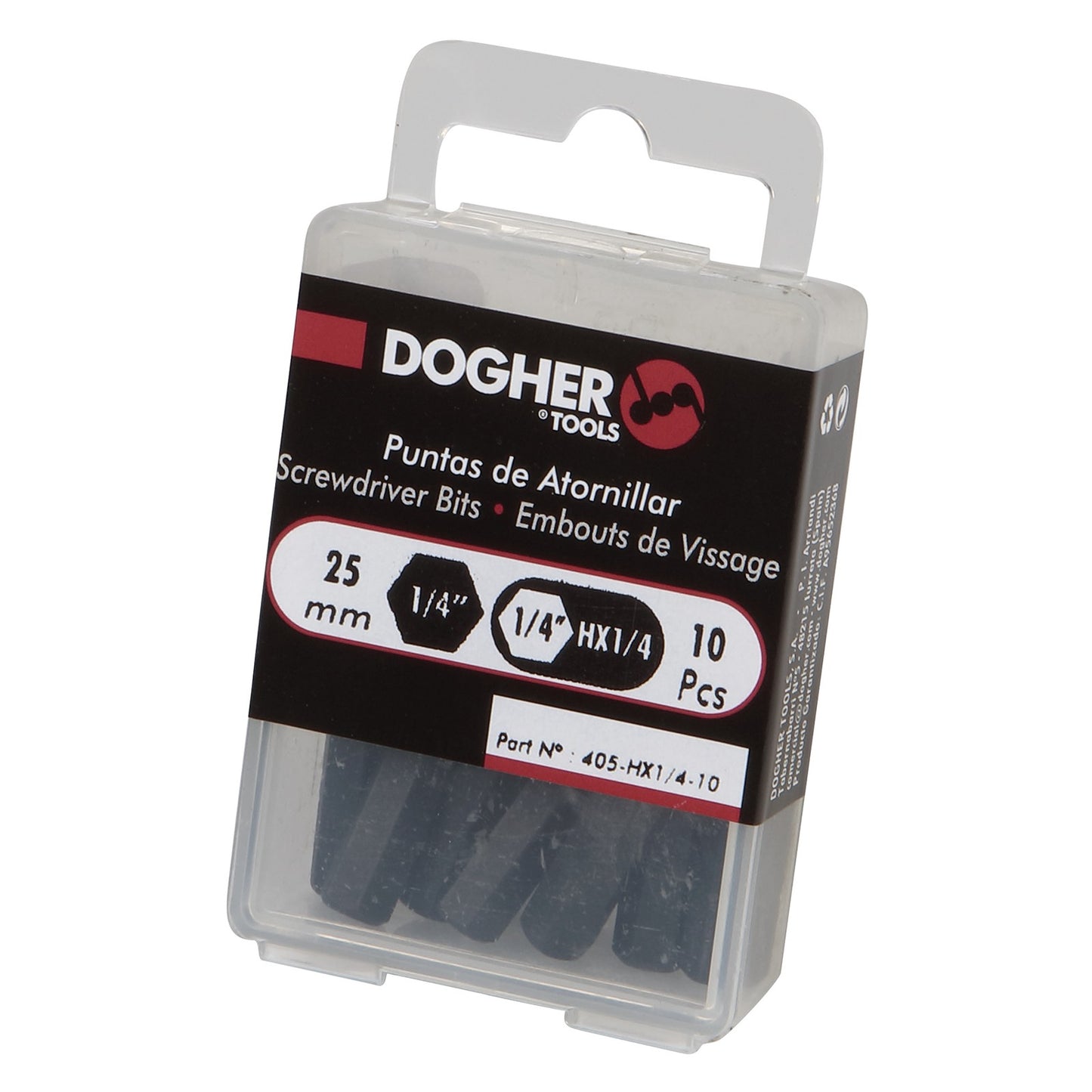 Dogher 405-Hx3/32-10 - 10 Pcs Hex Bit Set 1/4 25L H3/32"