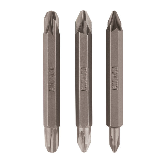 Hikoki 4100307 - 3 puntas 1/4" doble punta Phillips/Pozidrive PH1/PZ1, PH2/PZ2, PH3/PZ3, 60 mm