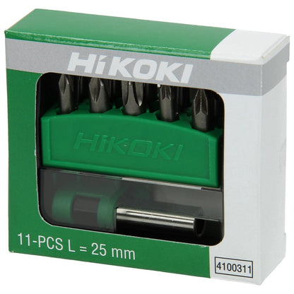 Hikoki 4100311 - Caja de puntas 1/4", 11 piezas, 25 mm, incl. portapuntas magnético