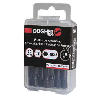 Dogher 414-Hx050-10 - Caja 10 Puntas Atornillar S2 50Mm Hx 5,0