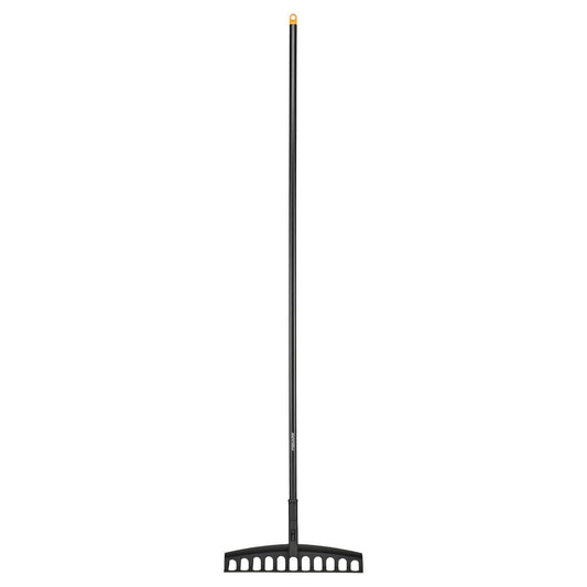 Fiskars Rastrillo Universal, Con 12 púas curvadas, Ancho: 41 cm, púas de acero templado/Mango de aluminio, Negro/Naranja, 1003466