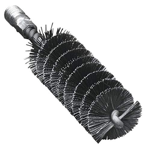 LessMann 506175 - Brosse de nettoyage de tuyaux de 75 mm de diamètre avec poils en acier inoxydable de 0,40 mm avec filetage 1/2"