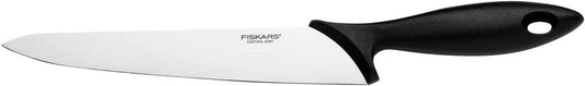 Fiskars Cuchillo de cocina, Essential, longitud de la hoja: 21 cm, acero inoxidable/plástico PP, negro, 1065566