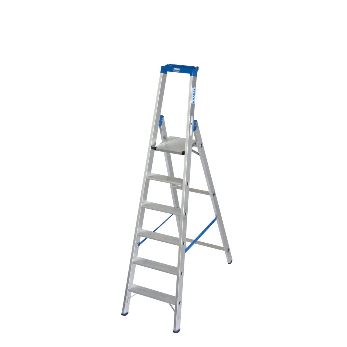 Krause 124531 - Escalera de tijera de aluminio Stabilo con plataforma, 6 peldaños, altura de trabajo 3,40 m