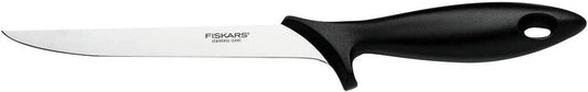 Fiskars Cuchillo para filetear con hoja flexible, Essential, Longitud total: 30 cm, Acero inoxidable/Plástico PP, Negro, 1065567