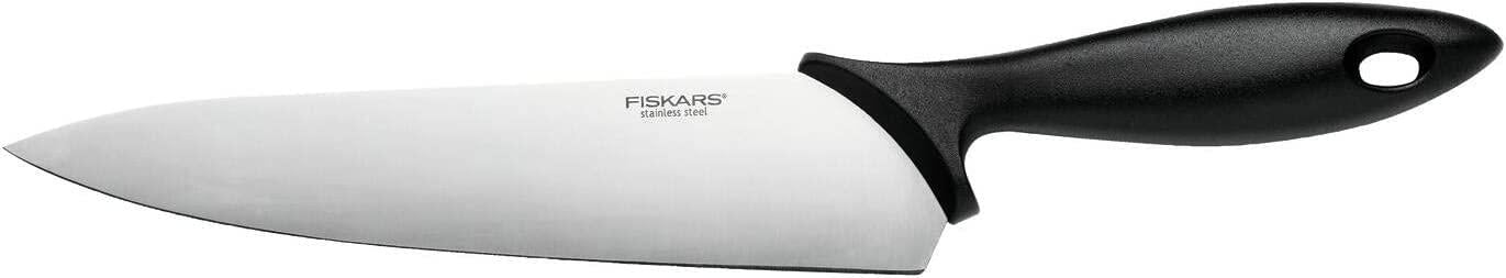 Fiskars Cuchillo de cocinero, Essential, longitud de la hoja: 21 cm, acero inoxidable/plástico PP, negro, 1065565