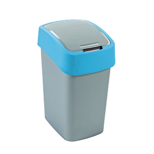 Curver Flip Bin - Cubo de basura con tapa basculante 50 L, plateado/azul