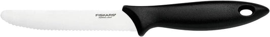 Fiskars Cuchillo para tomates, Essential, Longitud total: 23 cm, Acero inoxidable/Plástico PP, Negro, 1065569