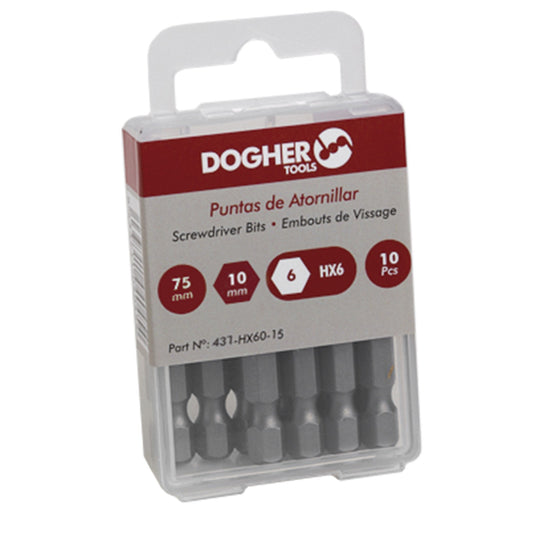 Dogher 437-Hx12-75 - Caja 5 Puntas Hex 10Mm Hex12 75Mm