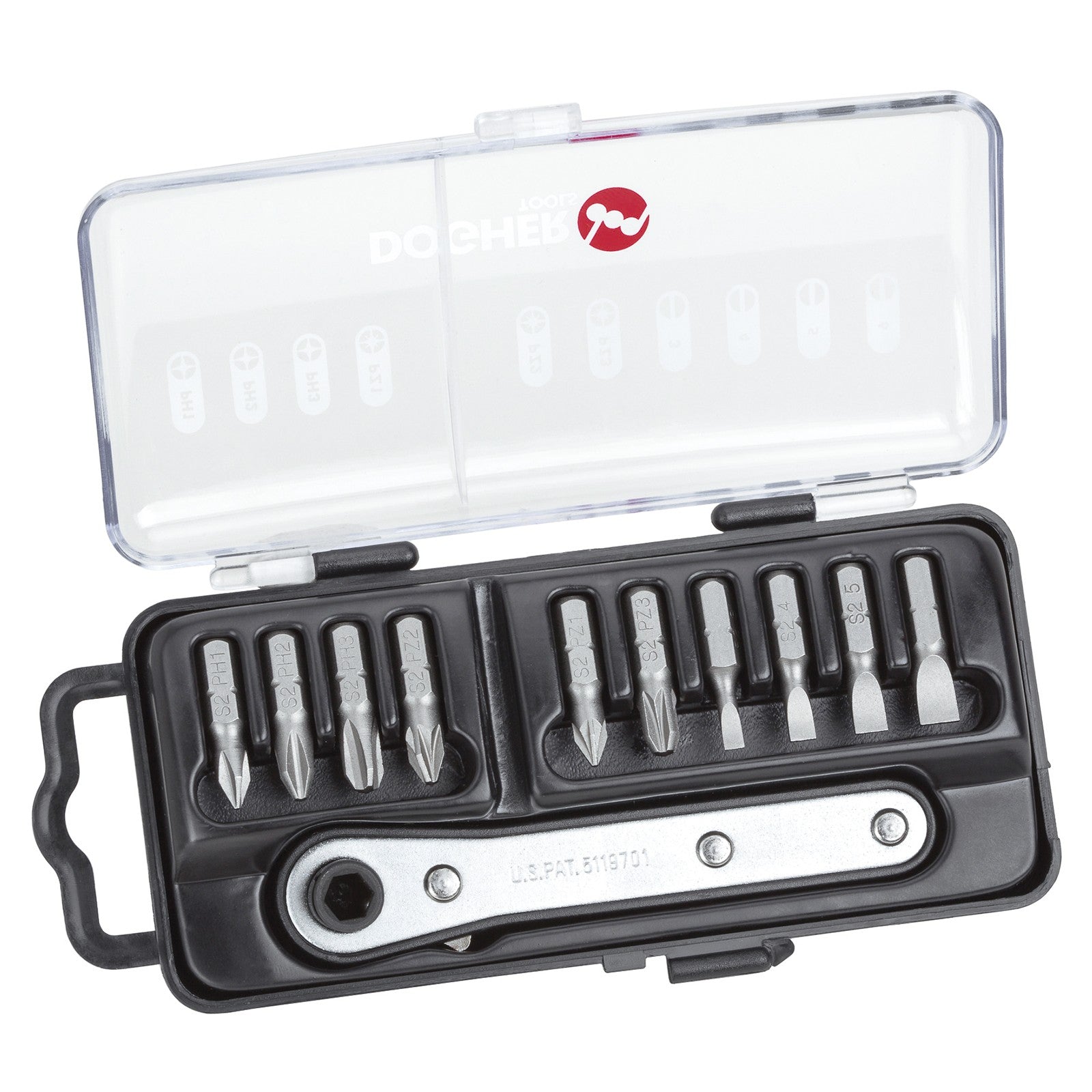 Dogher 438-003 - Estuche Puntas Ator&Llave Carraca 11Pzas