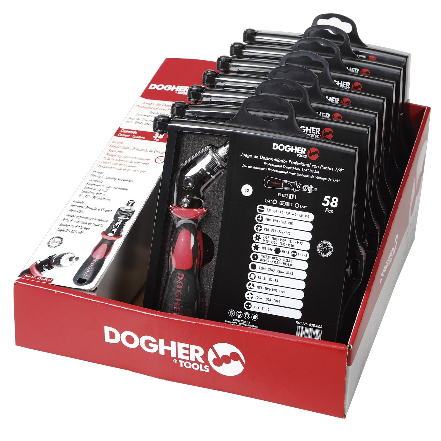 Dogher 438-008J - Exp.Mostr.7Estuches Puntas Dest.Flex58Pc